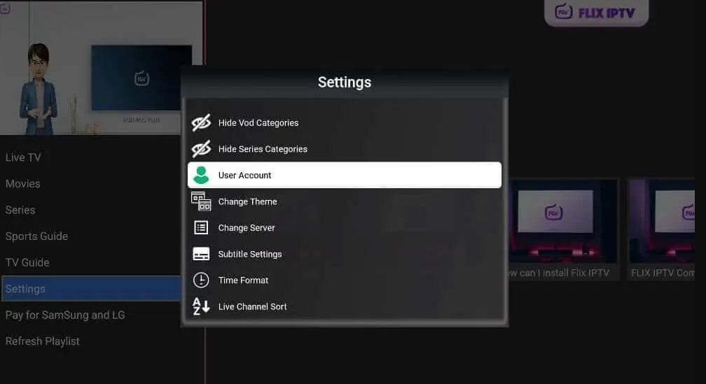 Flix IPTV User Account