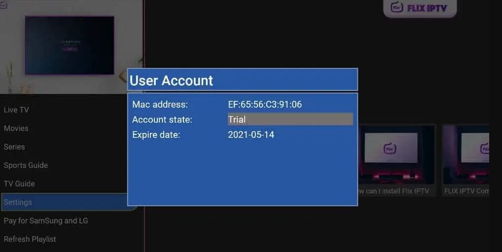 Flix IPTV MAC Address