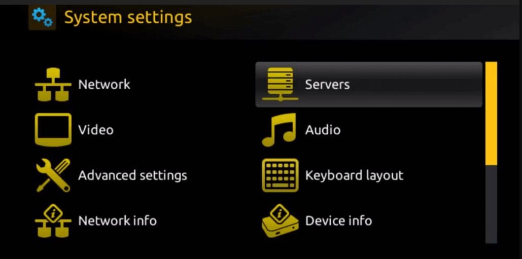 Servers Menu