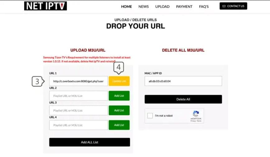 M3U Link Entry