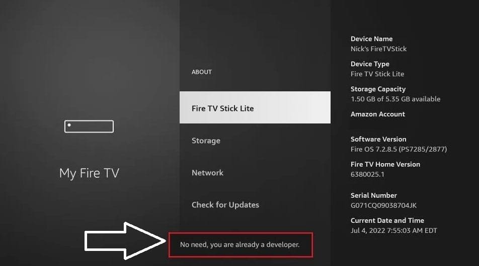 Developer activated